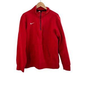 Nike Red Pullover Sweatshirt Mens Medium Half Zip Cotton-Blend Casual
